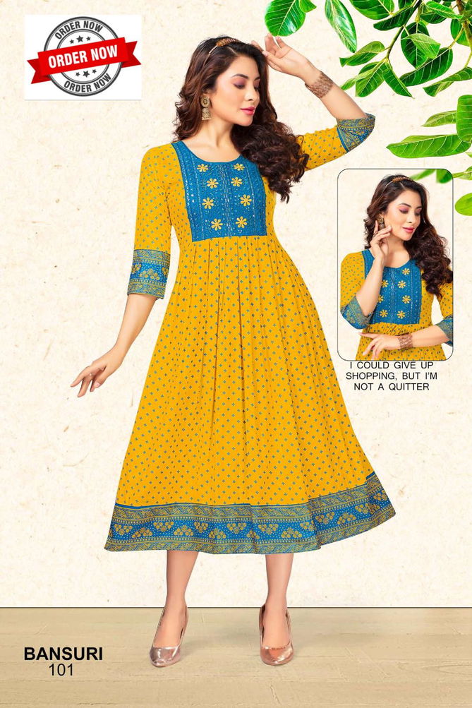 Bansuri Vol 1 By Beauty Rayon Printed Anarkali Kurtis Wholesale Market In Surat With Price
